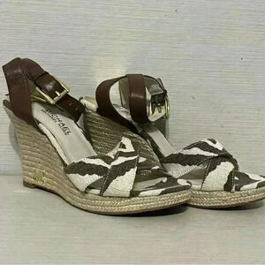 Michael Kors Kami Ankle Strap Wedges Size 6.5 Like New